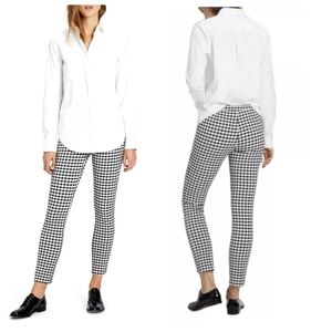 Theory Classic Skinny Pant in Gingham Stretch Size 6 Black white